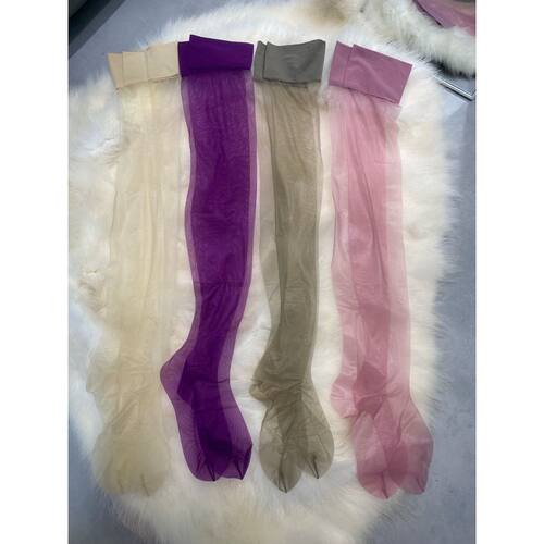 0D黑丝过膝袜高透长筒袜女半截过膝白丝大腿袜纯欲丝袜丝滑512针H