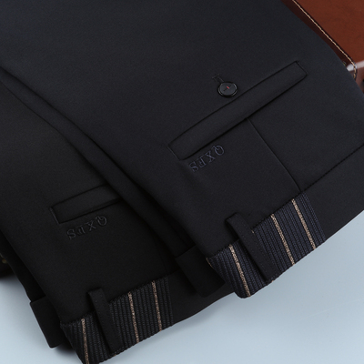 晴旭光滑高弹力商务小直筒男裤