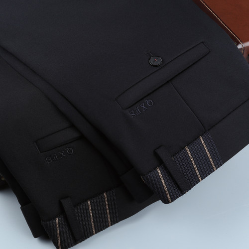 晴旭光滑高弹力商务小直筒男裤