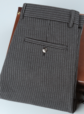 晴旭高级感条纹西装裤男秋冬季厚款男裤商务高弹力中年男士休闲裤