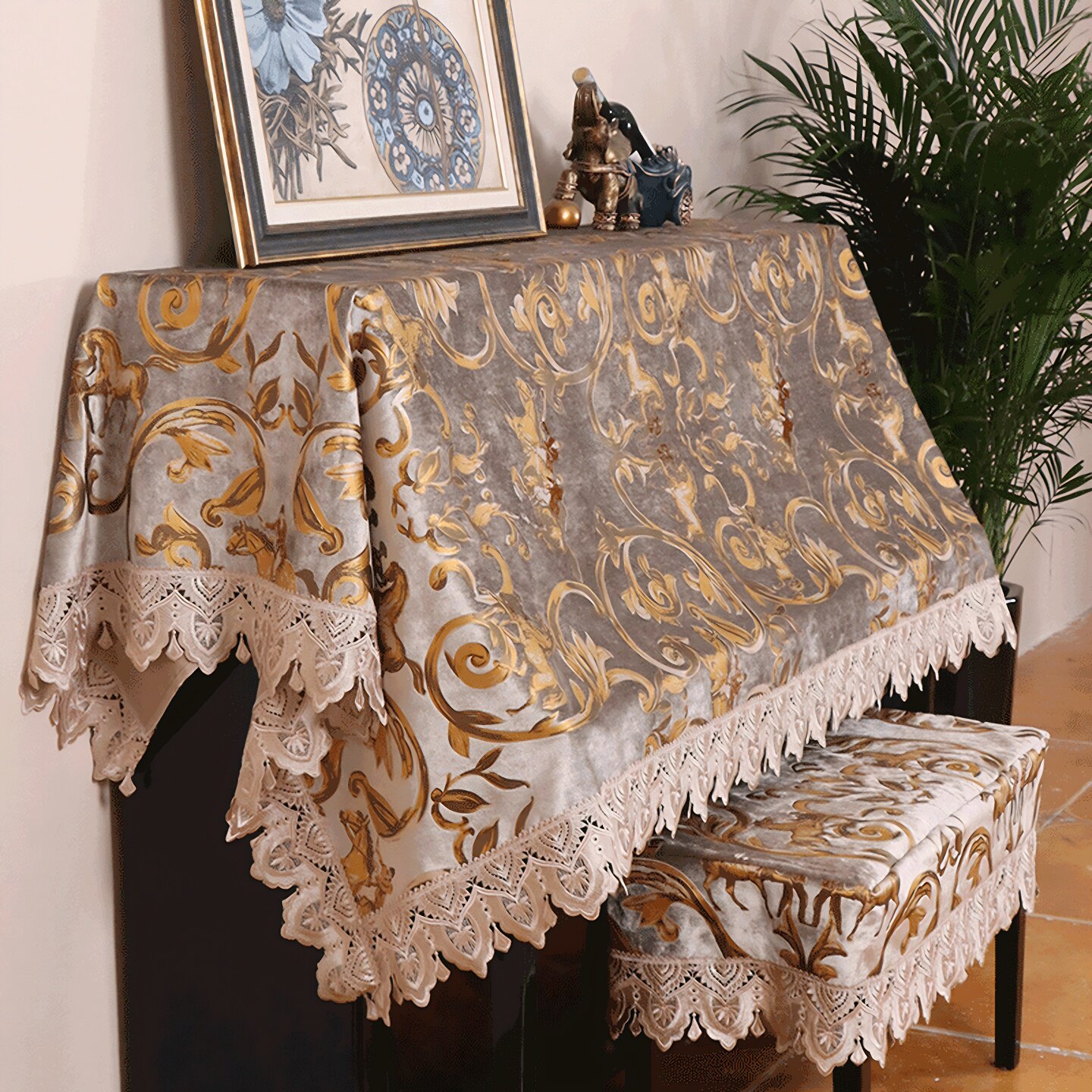 钢琴罩全罩防尘罩美式半罩高级感欧式高端盖布轻奢高档钢琴盖巾