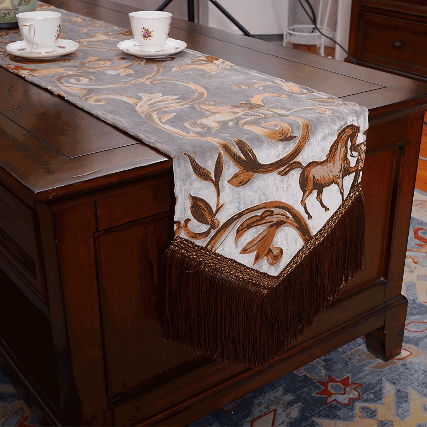 欧式桌旗现代简约高端奢华电视柜茶几桌旗布美式轻奢桌布北欧定制