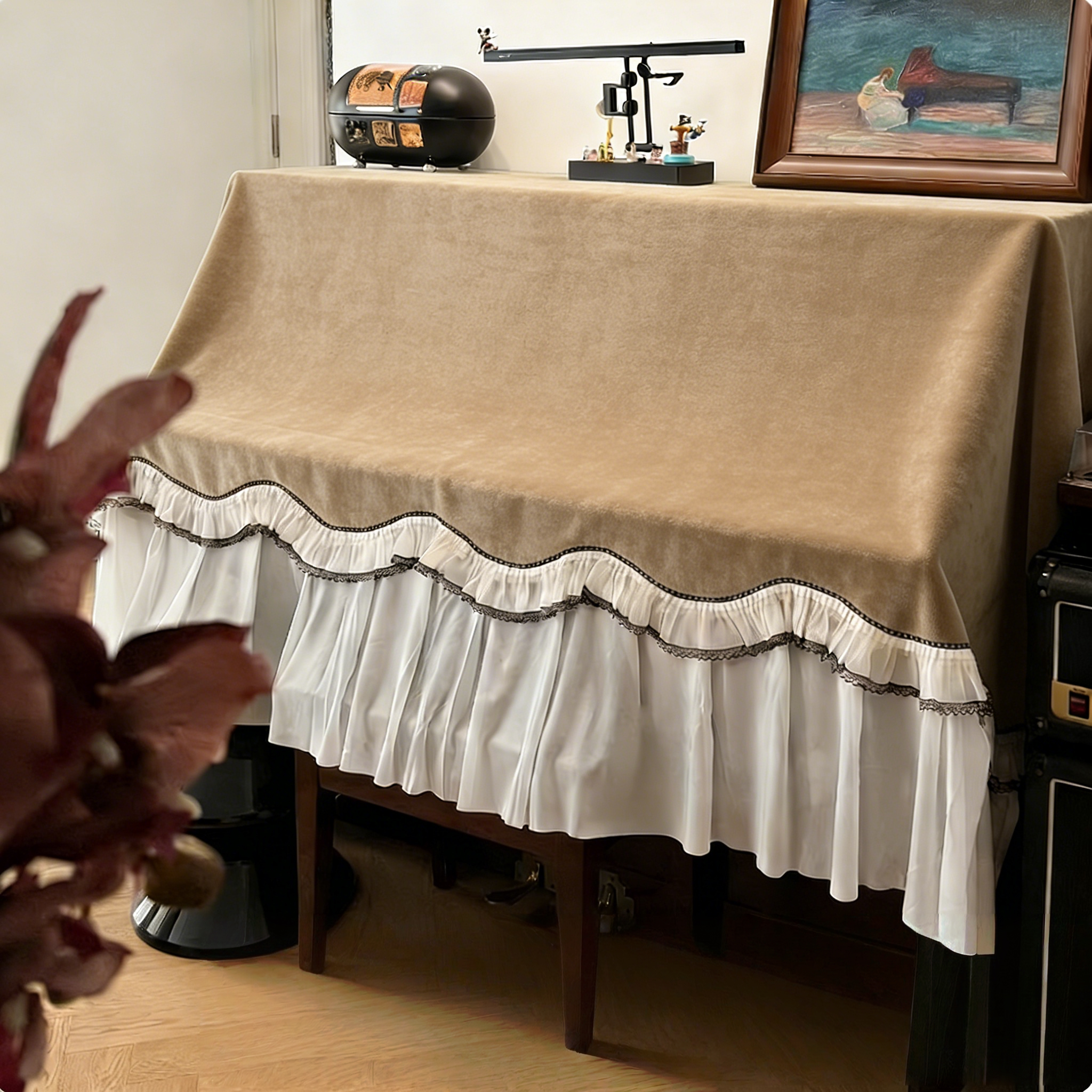 钢琴防尘罩现代简约风钢琴罩轻奢高档高级感法式风电子琴钢琴盖布