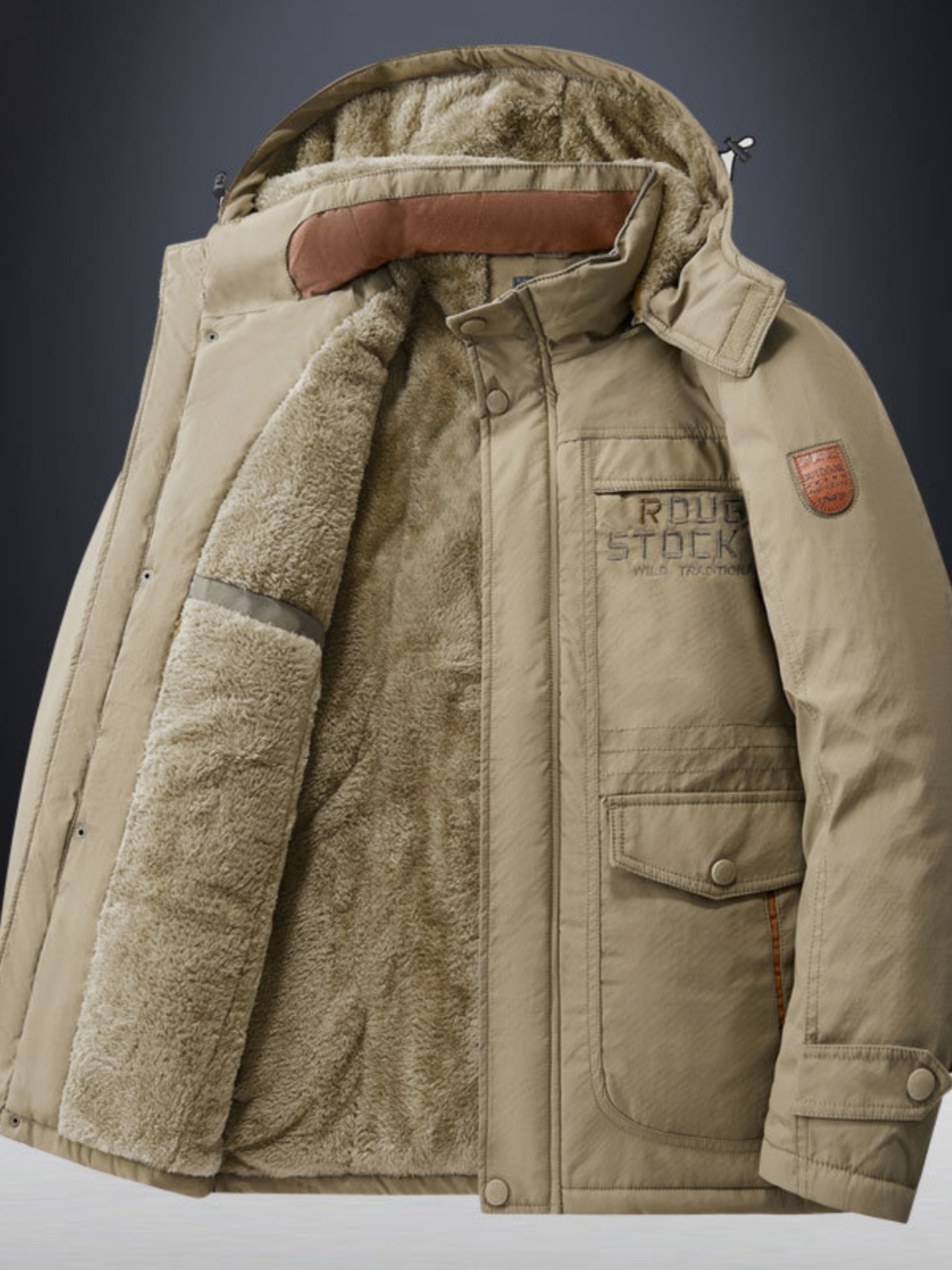 潮牌羊羔绒棉衣男中长款加厚加绒大码男装棉服男士可脱卸帽外套袄