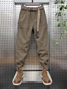 百搭条绒老爹裤 裤 男潮流拼接直筒工装 潮牌秋冬加绒宽松休闲哈伦裤