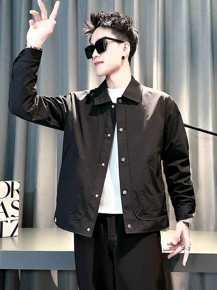 潮牌外套男春秋季薄款休闲潮流翻领夹克男款2025新款男士春装上衣,男装,大码上装,淘宝优惠券,粉丝福利购,淘宝优惠卷