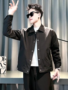 潮牌外套男春秋季薄款休闲潮流翻领夹克男款2025新款男士春装上衣