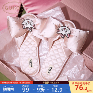 果壳拖鞋女迪士尼联名新款新款蝴蝶结平底女士居家拖鞋生日礼物