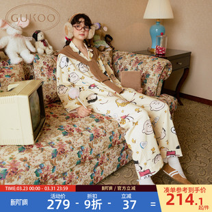 纯棉满印女士家居服套装 史努比联名新款 果壳睡衣女春秋款 Gukoo