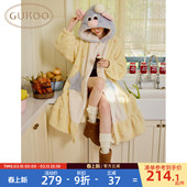 毛绒保暖女士家居服睡袍D 料理鼠王联名新款 Gukoo 果壳睡袍女冬季
