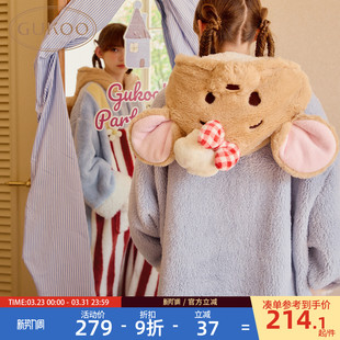 珊瑚绒保暖女士家居服睡袍D 迪士尼联名新款 Gukoo 果壳睡袍女冬季