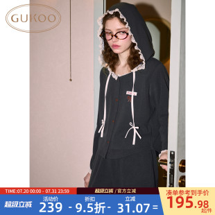 Gukoo 果壳睡衣女春秋款 简约25年新款 德绒可外穿女士家居服套装