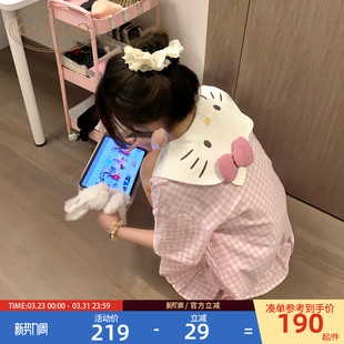 纯棉甜美女家居服睡裙B HelloKitty联名新款 Gukoo 果壳睡裙女夏季