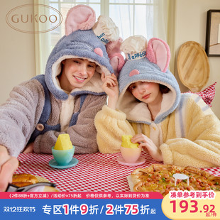 Gukoo 料理鼠王联名家居服睡袍D 珊瑚绒保暖新款 果壳情侣睡袍冬季