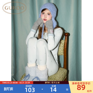 套装 女士简约秋衣秋裤 果壳保暖内衣女小碎花本命年满印新款 Gukoo