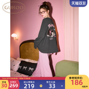 宽松女士家居服套装 迪士尼联名新款 果壳睡衣女春秋款 Gukoo