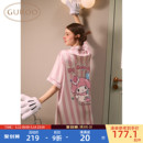 条纹甜美女家居服睡裙B HelloKitty联名新款 果壳睡裙女夏季 Gukoo