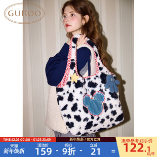毛绒女士通用包包 迪士尼联名单肩包新款 Gukoo 果壳手提包冬季