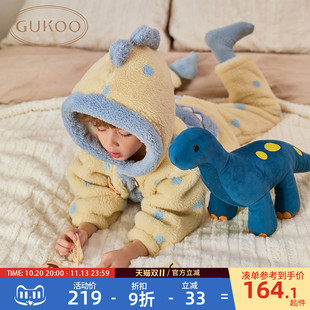 Gukoo/果壳睡衣儿童睡衣冬季小恐龙造型26新款可外穿家居服套装D