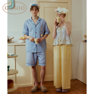 Gukoo/果壳情侣睡衣春夏料理鼠王联名新款简约宽松女家居服套装B