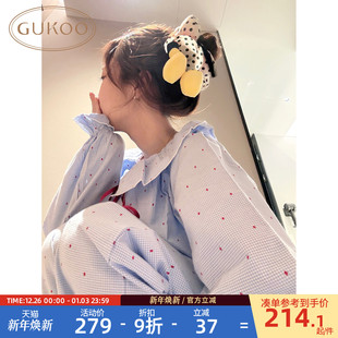 抗静电全棉公主风波点纯棉家居服套装 Gukoo 果壳睡衣女春秋款