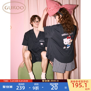 睡衣女纯棉男士 家居服套装 HelloKitty新款 Gukoo果壳睡衣情侣夏季