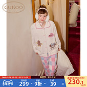 Gukoo 半边绒保暖女士家居服套装 果壳睡衣女冬季 迪士尼联名新款