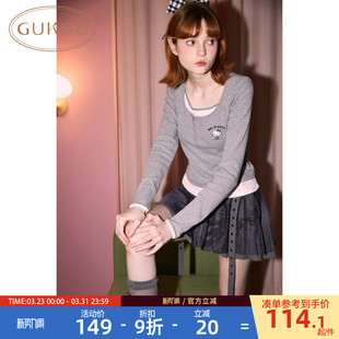 女套装 Gukoo hellokitty联名2026新款 带胸垫女春秋款 果壳打底衫