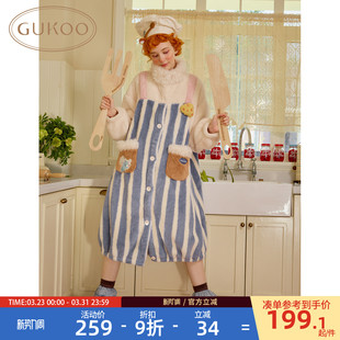 珊瑚绒保暖女士家居服睡袍D 料理鼠王联名新款 Gukoo 果壳睡袍冬季