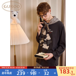 家居服套头男士 春秋纯棉小狗长袖 睡衣C 2025新款 Gukoo果壳睡衣男款