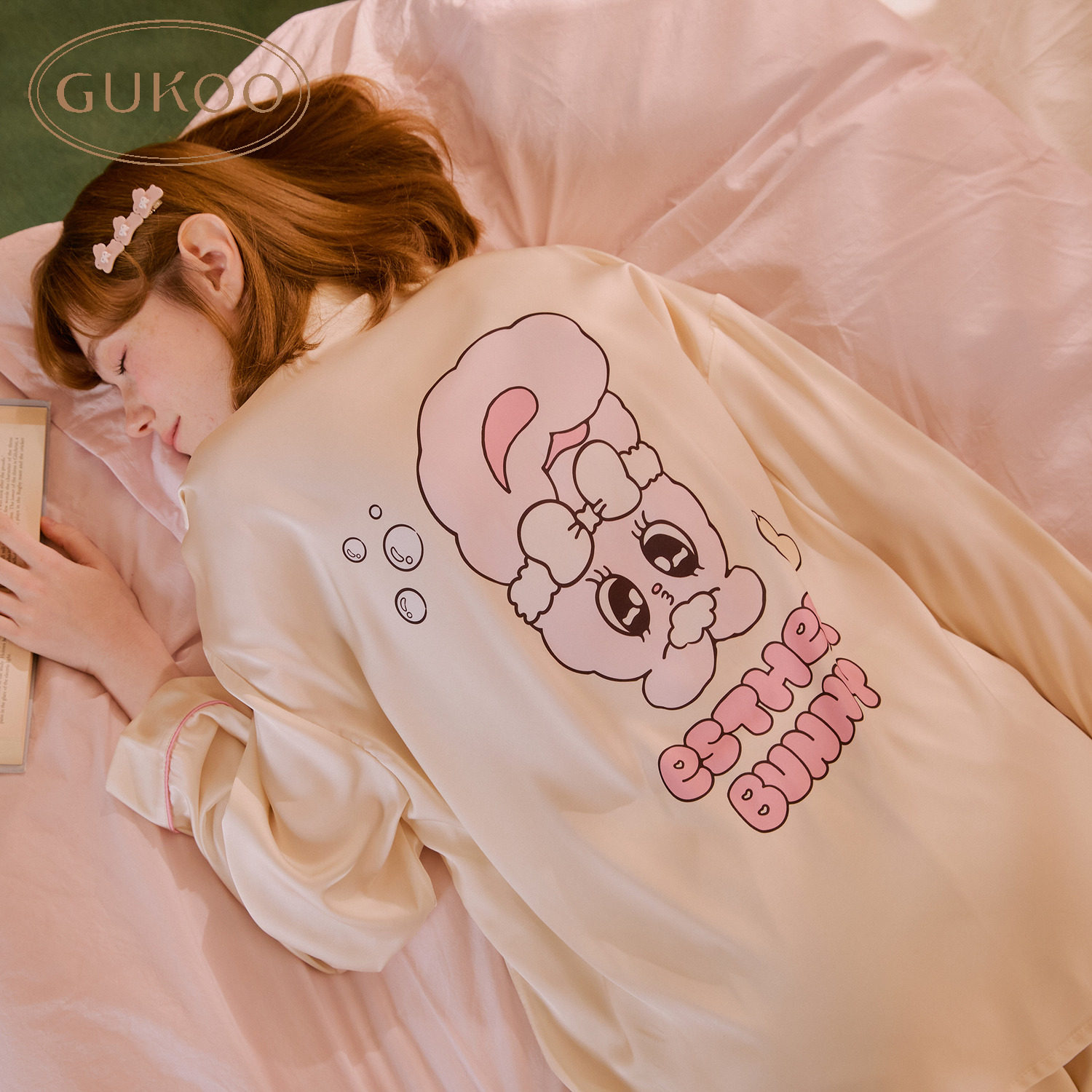 Gukoo/果壳睡衣女春秋款迪士尼联名新款格子可爱女士家居服套装C