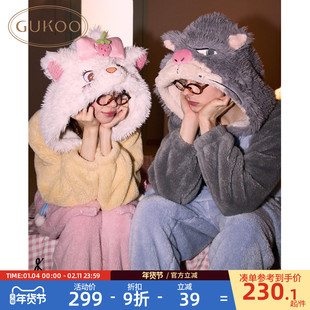 Gukoo/果壳情侣睡衣冬季珊瑚绒保暖新款迪士尼联名男家居服套装D