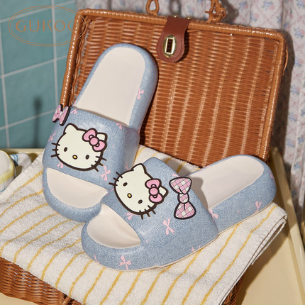 Gukoo/果壳拖鞋女夏季hellokitty联名新款厚底踩屎感居家凉拖鞋N