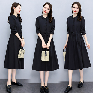 遮肚子顯瘦洋氣長袖 連衣裙子秋天衣服35至25到30歲40 秋季 少婦女裝