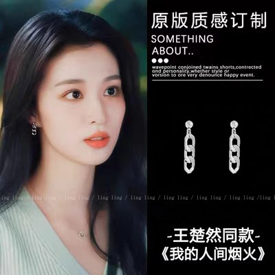 我的人间烟火王楚然同款耳环2025新款爆款链条小众耳饰轻奢高级感