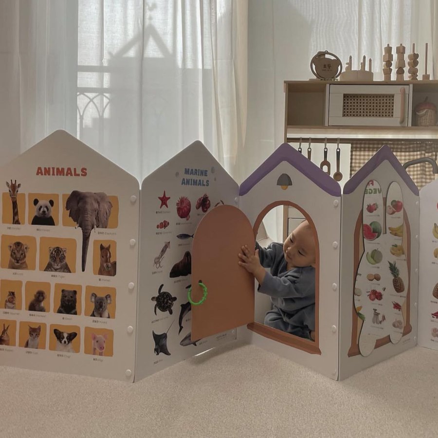 宝宝早教字母动物卡片立体屏风