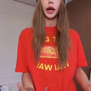 T恤上衣 韩版 休闲宽松字母印花夏季 新款 圆领短袖