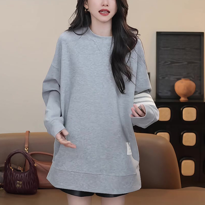 韩系休闲百搭套头加绒卫衣女2025秋季新款显瘦简约上衣