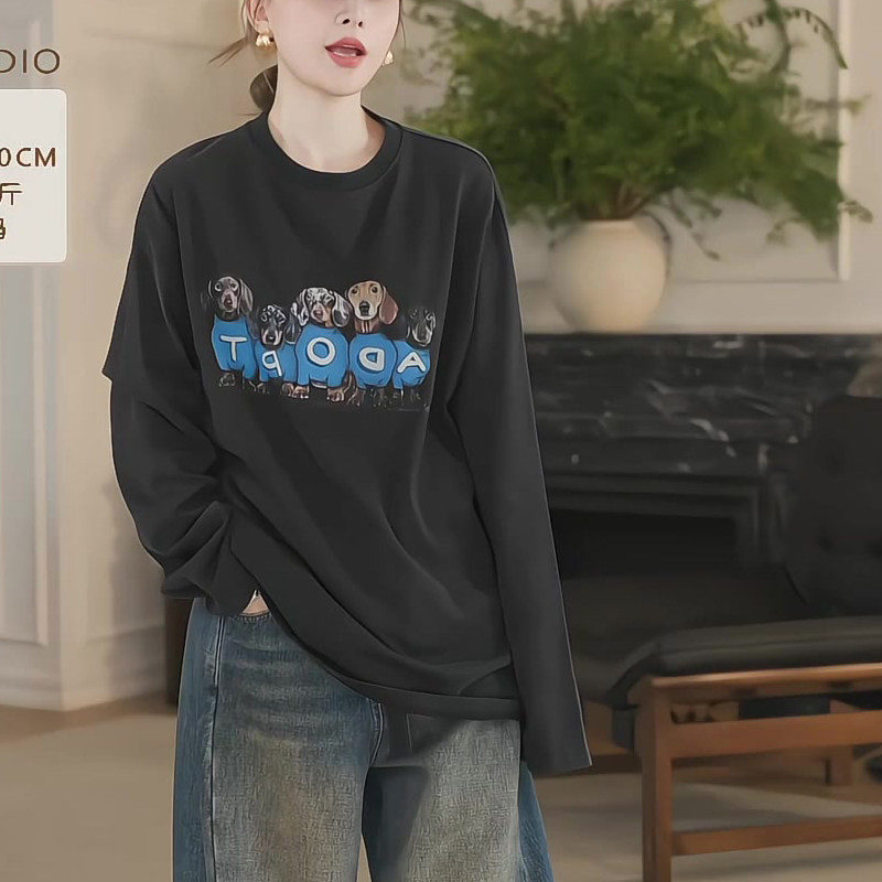 2025年冬新款时尚休闲女上衣打底衫宽松圆领长袖T恤上衣,女装/女士精品,大码内搭,淘宝优惠券,粉丝福利购,淘宝优惠卷