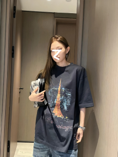 东京银座限定东京铁塔宽松休闲男女短袖 T恤 巴黎新款 意凡夏欧版