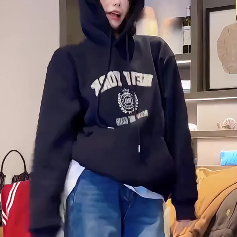 韩系连帽长袖卫衣女2025秋新款宽松显瘦外套上衣