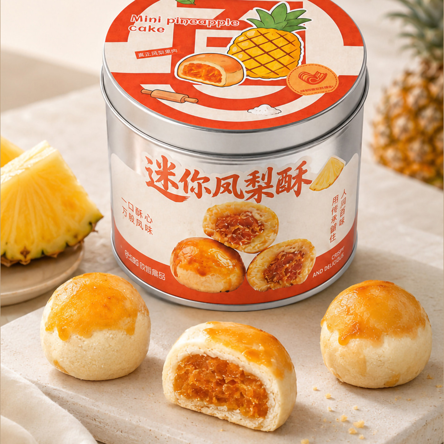 凤梨酥迷你铁罐凤梨酥真果肉食品中式糕点小零食办公室茶点伴手礼