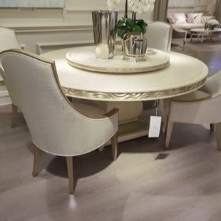 美克轻奢家具圆餐桌 美式乡村法式实木雕花美家阿黛拉餐桌