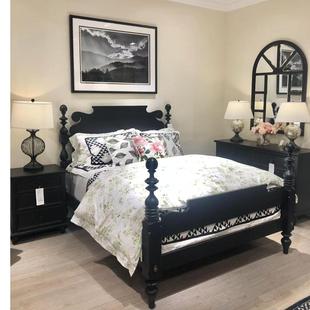 美克美式家具美家纯实木白色黑色昆西床1.35米/1.5米双人床1.8