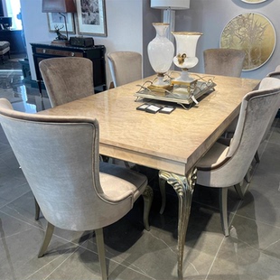 美克北欧Cara美家餐桌美家家具美式轻奢面馆餐桌简约实木餐桌椅