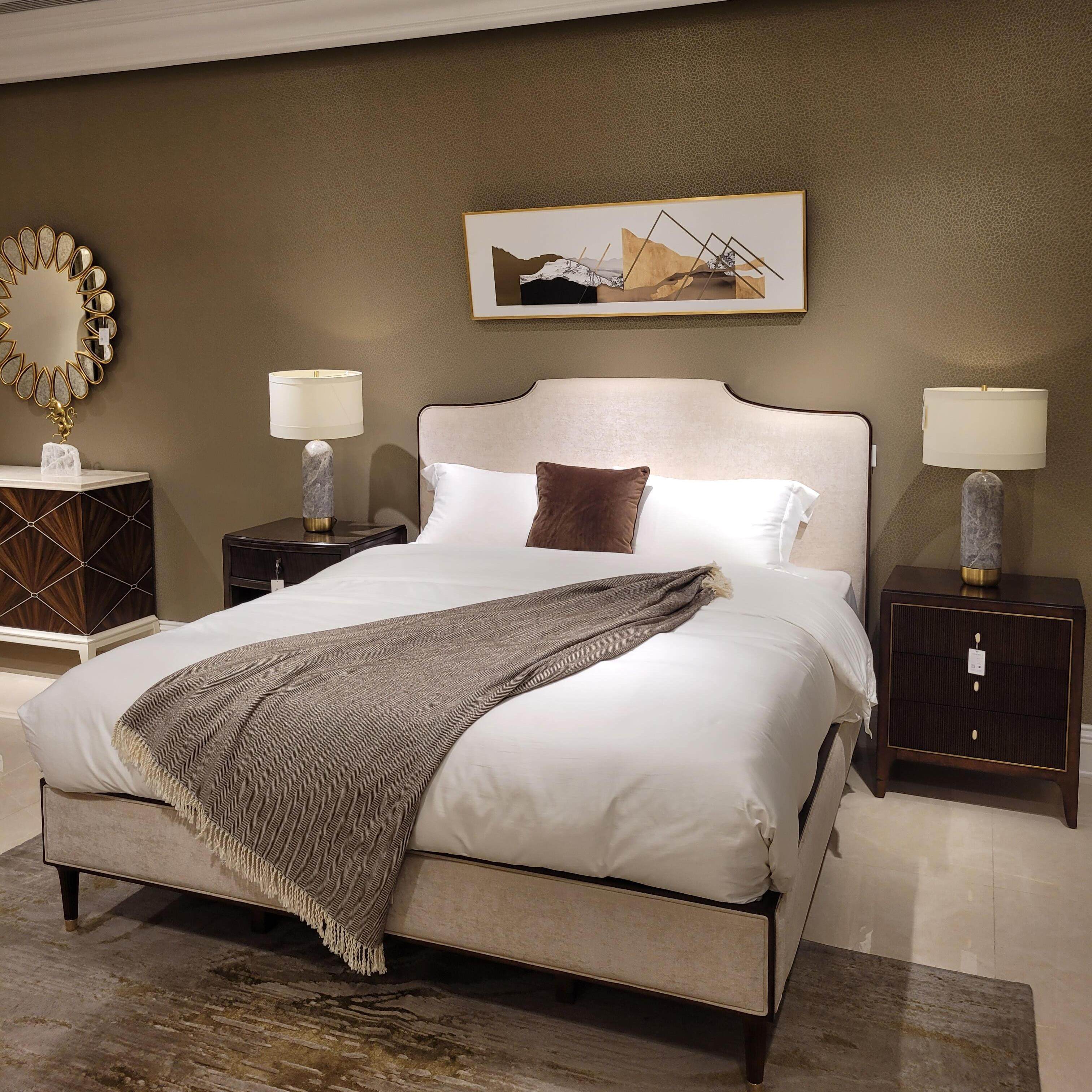 同款美克Caracole赏心悦目床美家美式轻奢皇帝双人布艺软包床定制