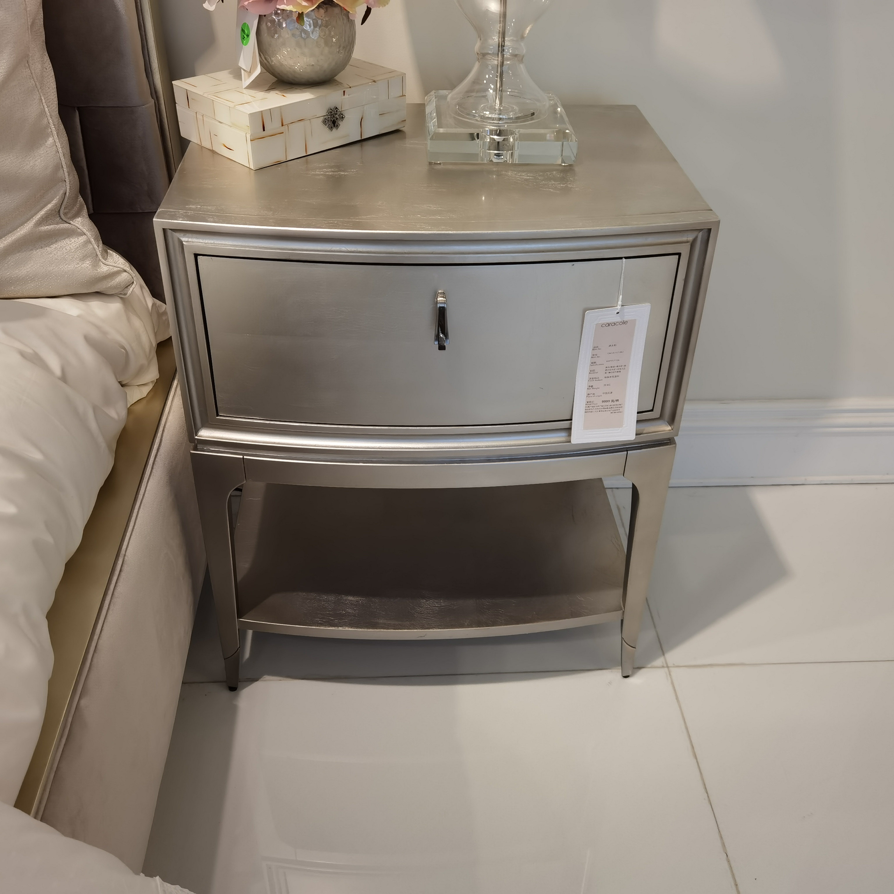 美式轻奢床头柜实木床现代简约法式轻奢主卧轻奢美克家具床头柜