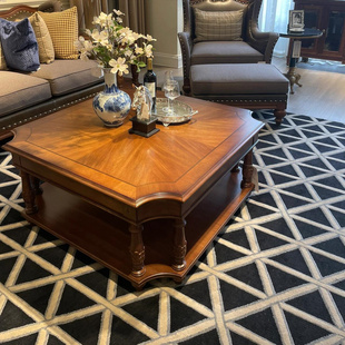 美家美式乡村新传统美克客厅全实木家具茶几咖啡桌方形大户型茶桌