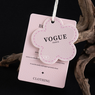韩系粉色少女心服装吊牌定制LOGO卡片设计师推荐款标签吊卡定做