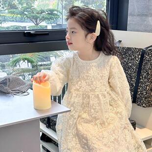 女童蕾丝连衣裙春夏款2025新款儿童洋气长裙童装气质公主裙中大童